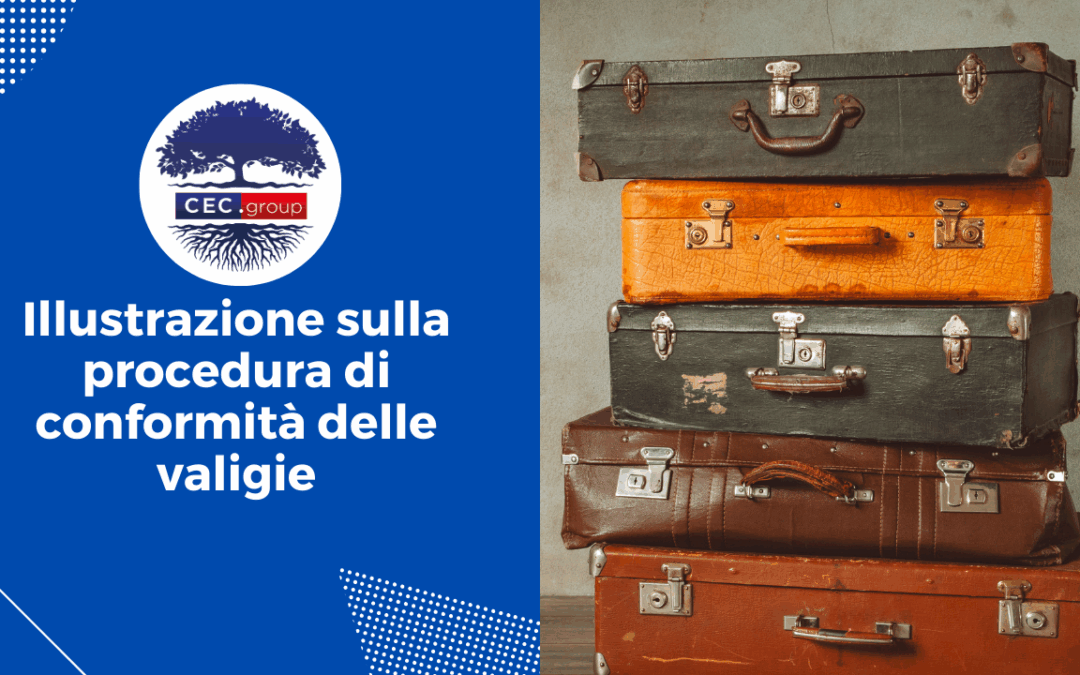 Illustrazione sulla procedura di conformità delle valigie